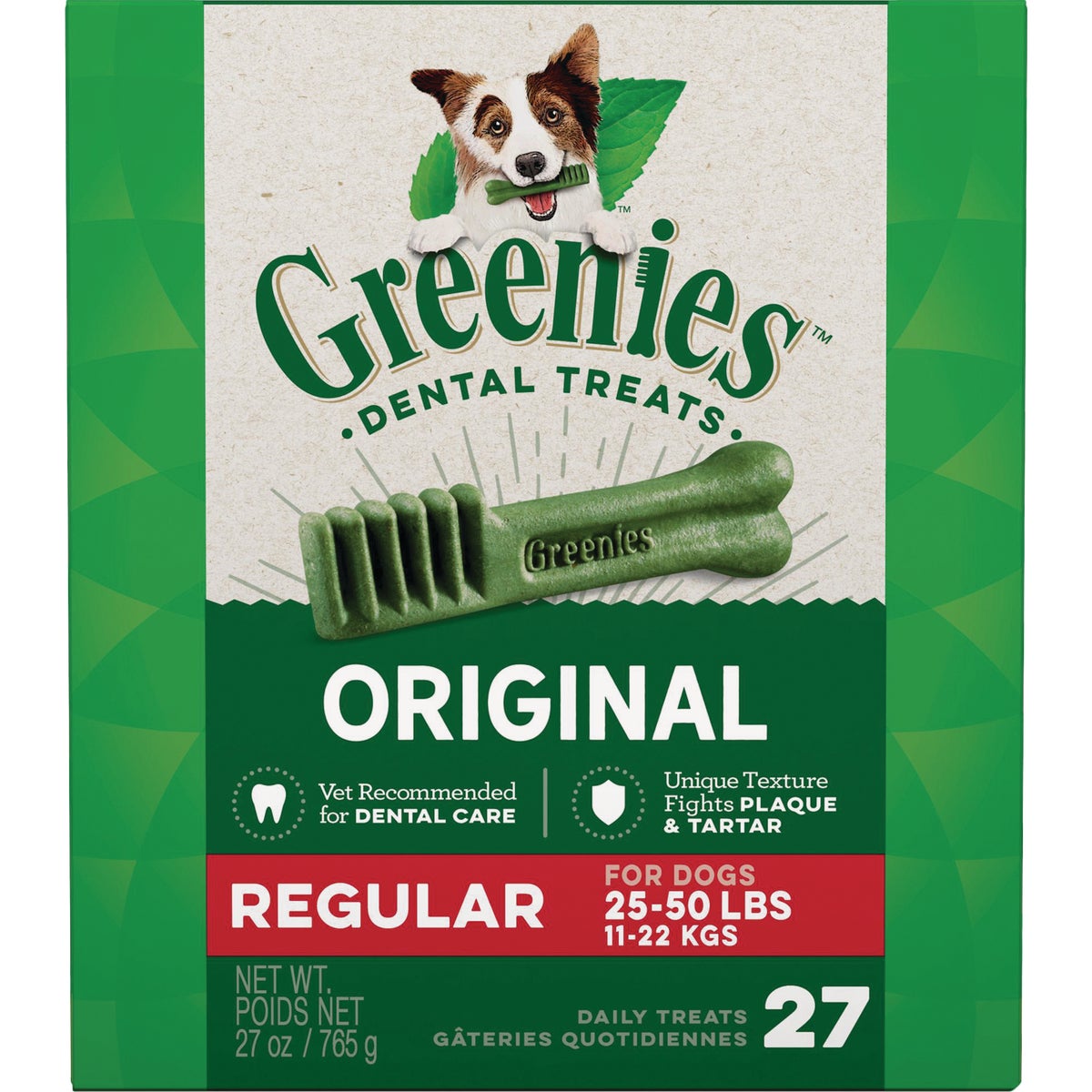 Greenies Regular Medium Dog Original Flavor Dental Dog Treat (27